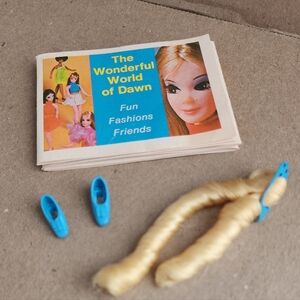 Vtg Topper Dawn Doll Dress,Hair, Shoe and Booklet Lot 1960s